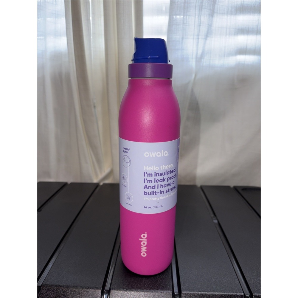 Owala FreeSip Twist Water Bottle 24oz / Color: Shocking Grape- MISSING TOP SEE P